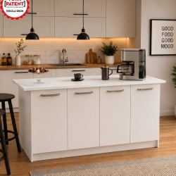 PATENTLİ BENZİLA SERİSİ 160 CMLİK ADA MUTFAK BAR MASASI YEMEK MASASI BEYAZ 104