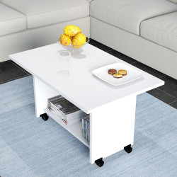 Tekerlekli Beyaz Orta Sehpa -9191- UMG-121