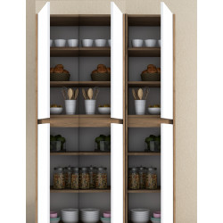 Ultra Meşe-Beyaz Çok Amaçlı 6 Kapaklı Mutfak Dolabı, Ayakkabılık, Banyo Dolabı