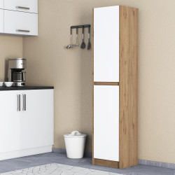 Astra Kulpsuz Raflı Meşe-Beyaz Çok Amaçlı Kiler Dolabı UMG-111