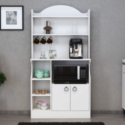 CAPELLA BEYAZ KAHVE KÖŞESİ, ÇOK AMAÇLI DOLAP, MUTFAK DOLABI, BARDAKLIK, SUNUM DOLABI