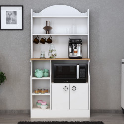 CAPELLA MEŞE-BEYAZ KAHVE KÖŞESİ, ÇOK AMAÇLI DOLAP, MUTFAK DOLABI, BARDAKLIK, SUNUM DOLABI